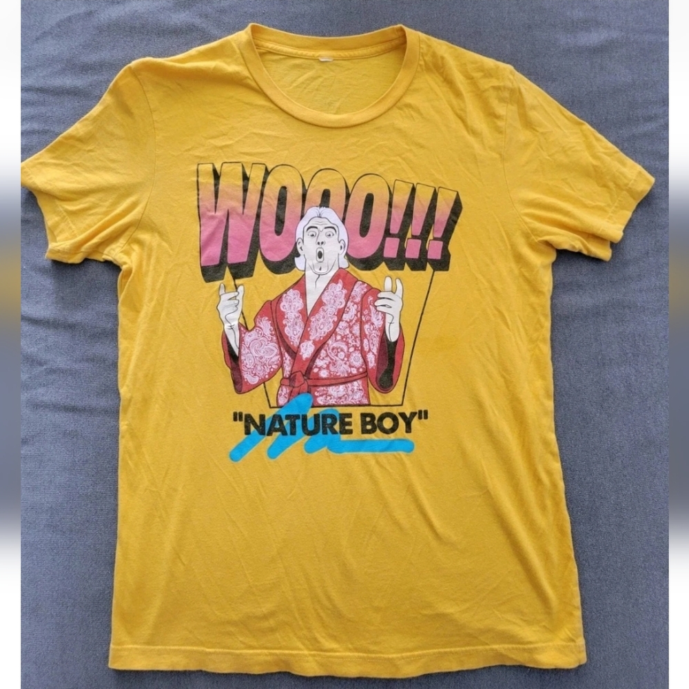 Wrestling 80s Legend Nature Boy Ric Flair Wooo T Shirt Yellow Barstool Sports M